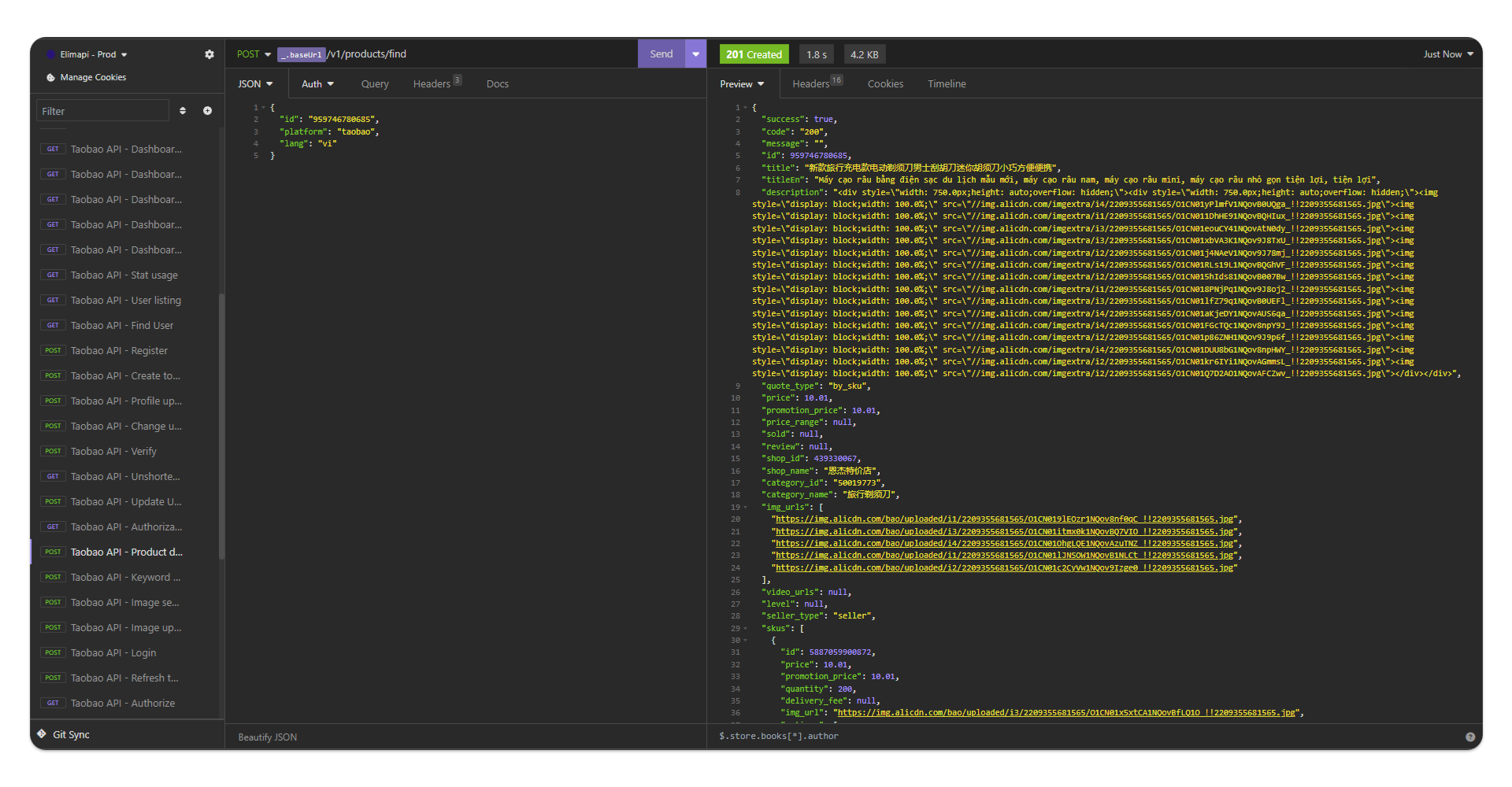 Taobao Product APIs